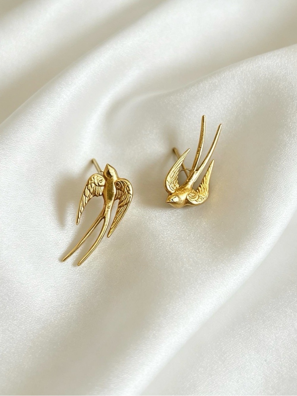 Gold Swallow Bird Stud Earrings - Women Jewelry